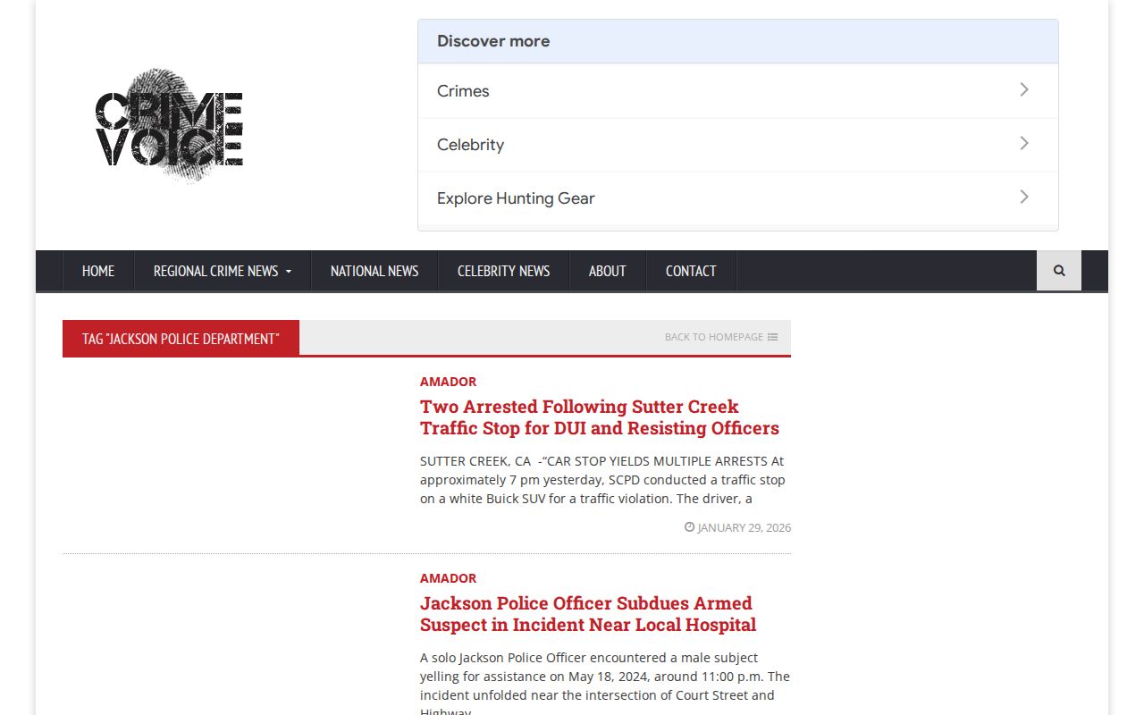 Amador County arrest news under the CrimeVoice Jackson Police tag