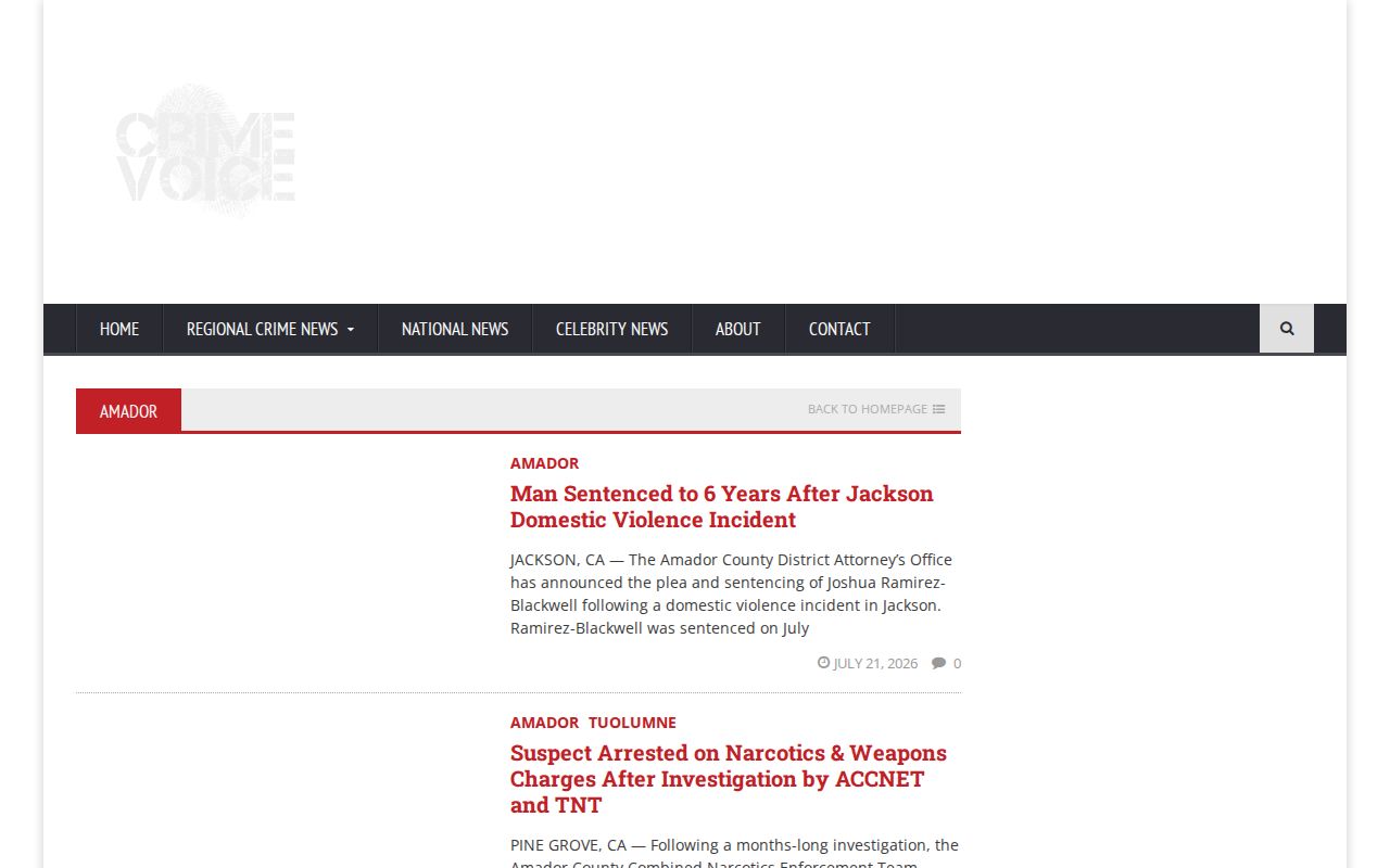 Amador County crime news category from CrimeVoice
