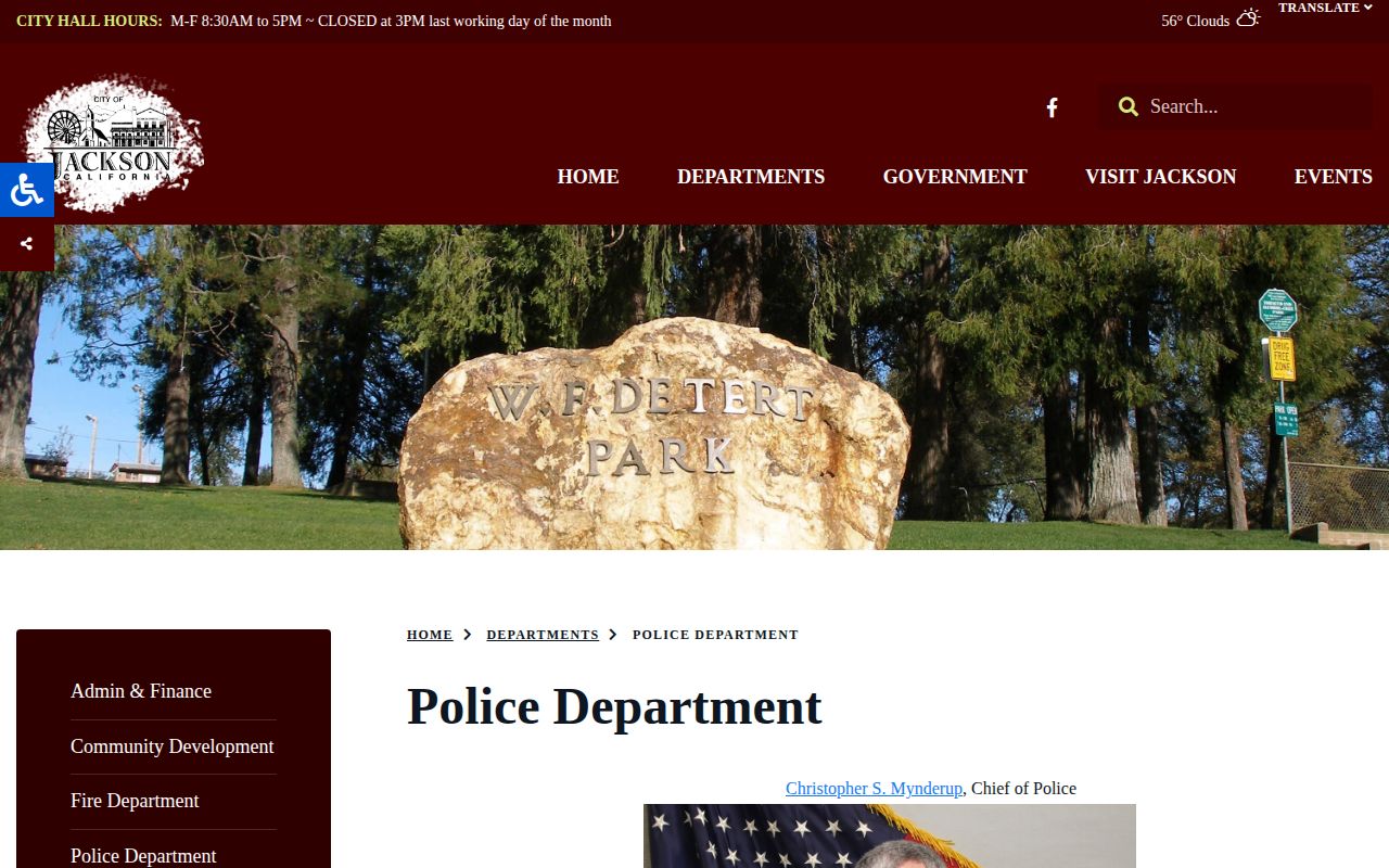 Jackson Police Department arrest report and Amador County booking records access
